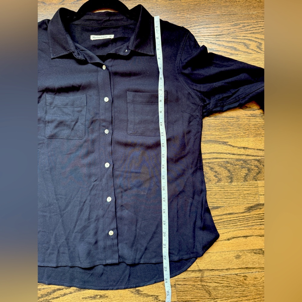 Marine Layer Women's BLACK lightweight Long Sleeves Button Down Shirt MEDIUM - Picture 6 of 6